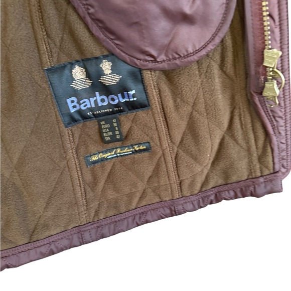 Barbour Beadnell Quilted Jacket Cabernet/Brown Sz 8 Plaid - Picture 3 of 6